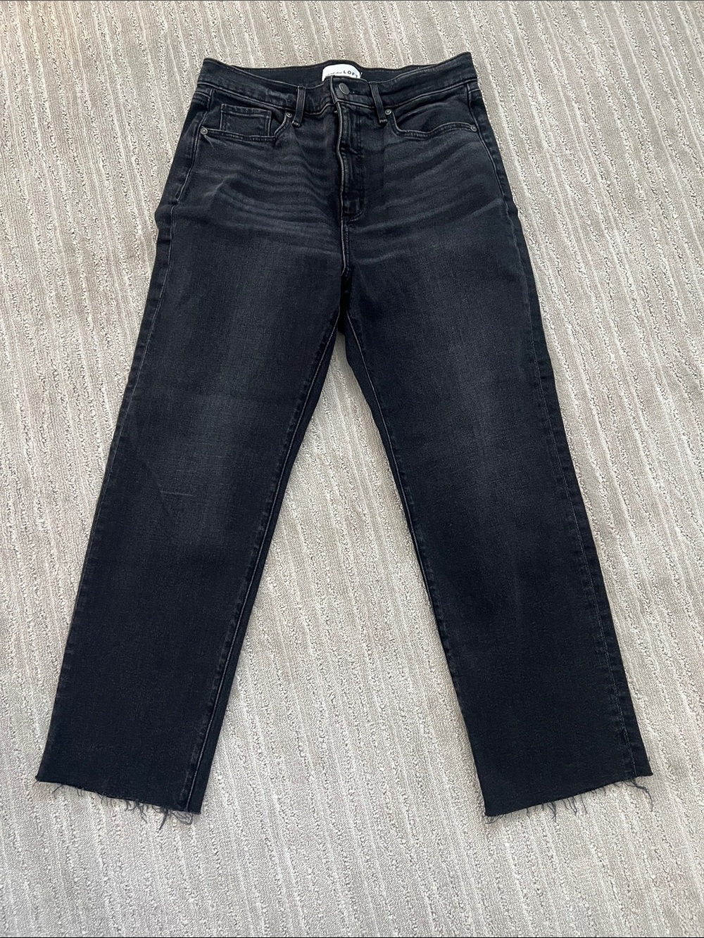 Loft Black relaxed fit jeans with fray hem